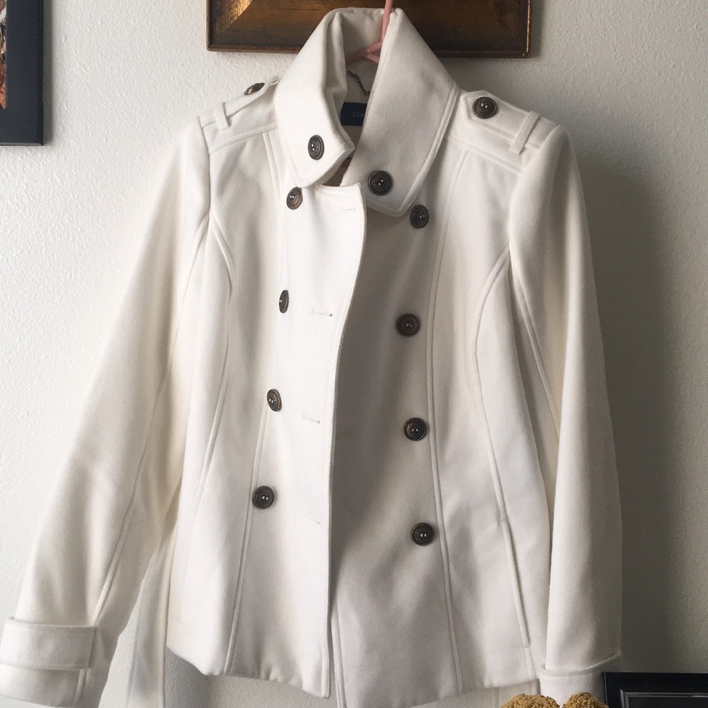 White - Black Rivet Pea Coat
